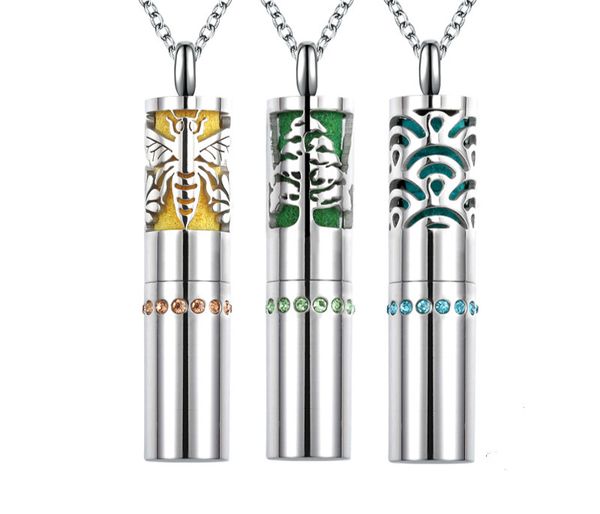 

titanium steel aromatherapy necklace perfume bottle essential oil pendant clothing accessories jewelry necklace pendant, Silver