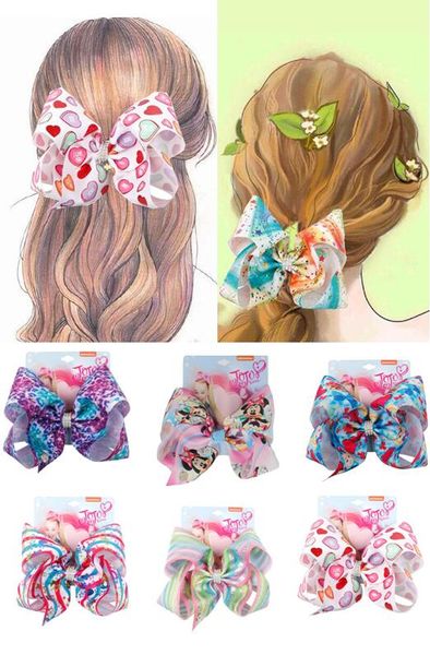 8 Jumbo Hair Bows For Girls Hair Clips With Handmade Rhinestone