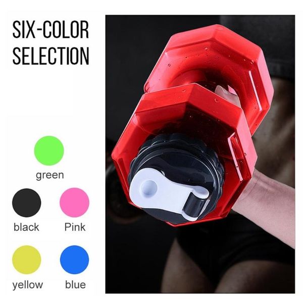 

2.2l dumbbells shaped pp outdoor fitness dumbbell exercise gym sports water bottle barbells