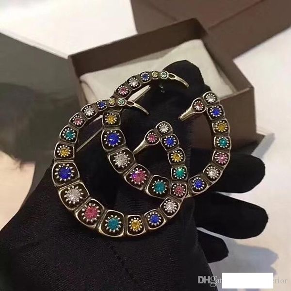 

letters luxury brooch copper rhinestone pearl designer brooch suit lapel pin european brand jewelry gift, Gray