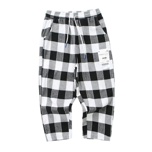 

streetwear black plaid pants men joggers 2020 man casual straight harem pants men korean hip hop track plus size