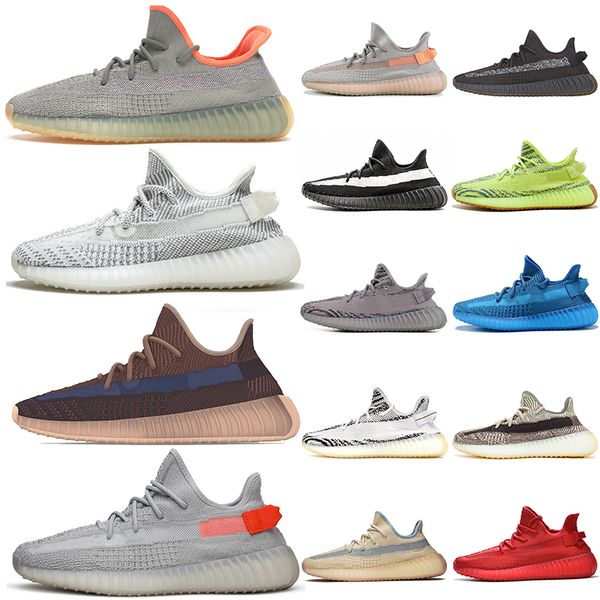 

36-48 kanye west v2 running shoes yecher translucent cloud white clay zebra sime frozen static cinder asriel tail light sports sneakers