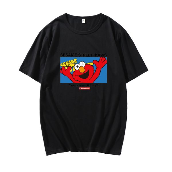 

designer brand men cotton sesame street elmo t shirts men round neck white black yellow short t shirts size customized t shirts s-3xlts01