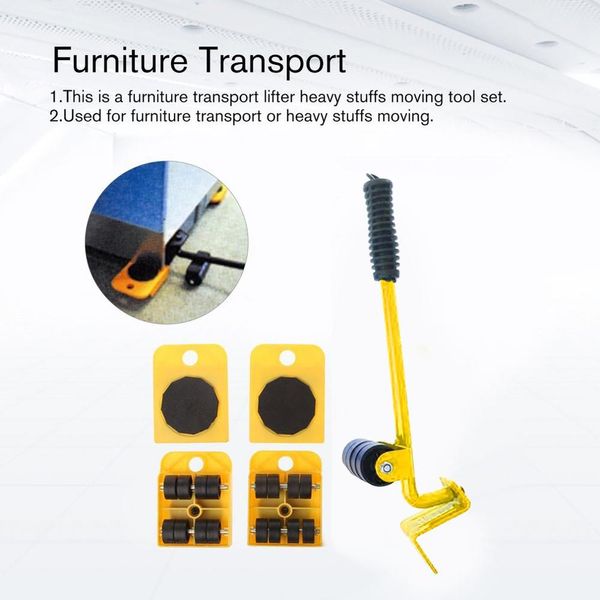 

furniture transport lifter heavy stuffs moving tool set furniture mover tool 4 wheeled mover roller+1 wheel bar hand tools