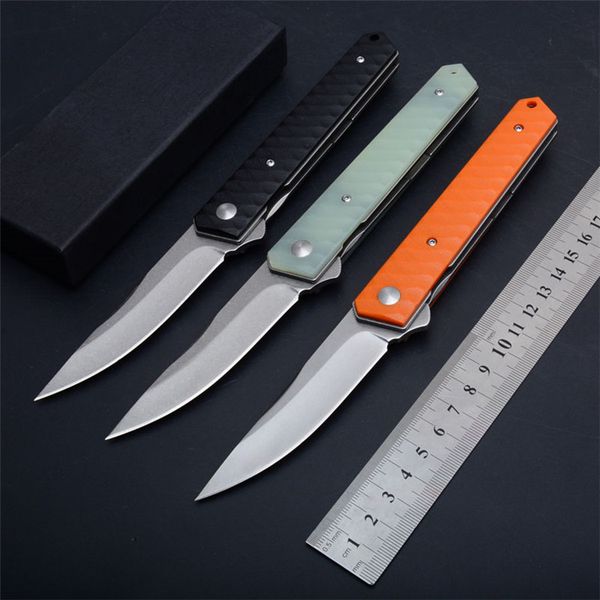 

3 Styles Flipper Knife D2 58HRC Satin Blade G10 Handle Outdoor Survival Rescue Tool EDC Pocket Very Sharp Gift Keychain Knives P852F Q