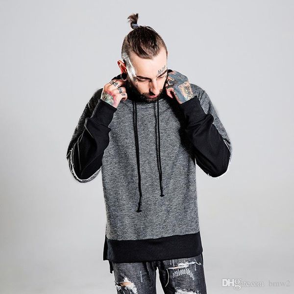 

autumn blended gray patchwork mens hoodies and sweatshirts fashion cotton casual regular full sleeve hoodies for men, Black