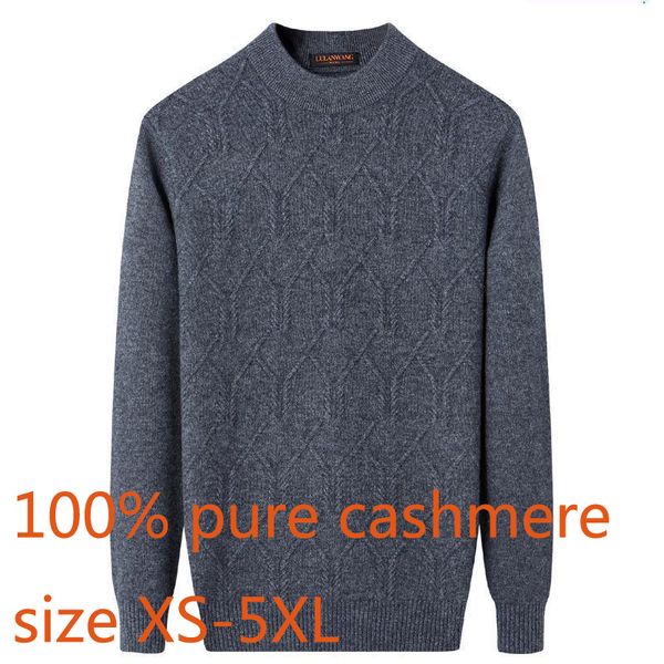 

new hihg quality 100%pure cashmere sweater men winter thick round collar warm casual computer knitted pullovers plus size xs-5xl, White;black