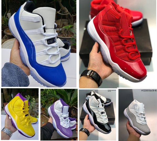 

2020 new colors 11 11s mens basketball shoes metallic silver legend blue bred gym red concord 45 midnight navy men sport sneakers size 40-47