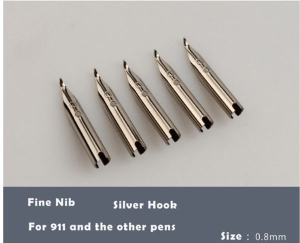 

5pcs 0.38mm extra fine or calligraphy bent 0.8mm fountain pen sliver nib for jinhao 911/9009/126/51a