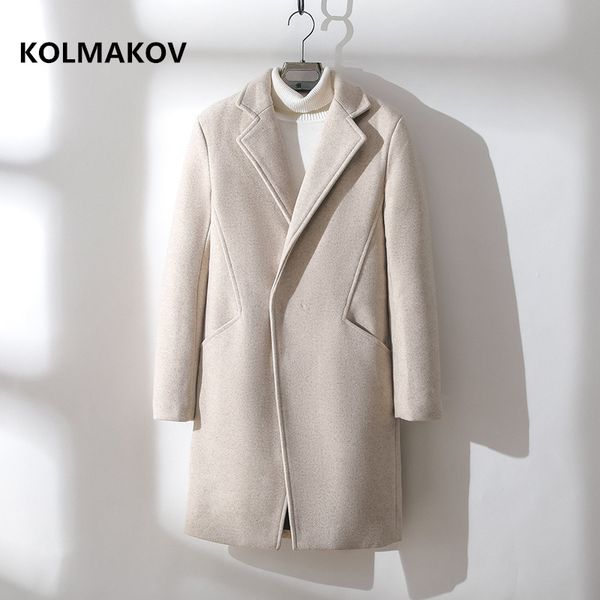 

2019 winter coat men's fashion woolen trench coat jackets men casual windbreaker fashion single button overcoat, Black