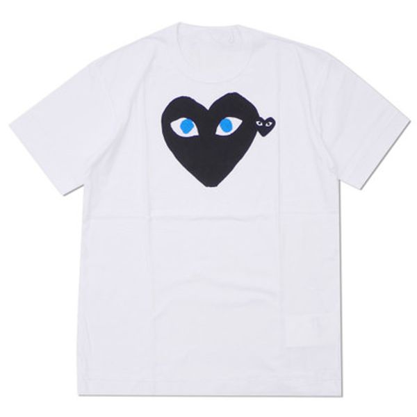 

new commes tshirt cdg with cotton short sleeve des off holiday embroidery heart emoji garcons white tshirts size s-xl, Black;blue