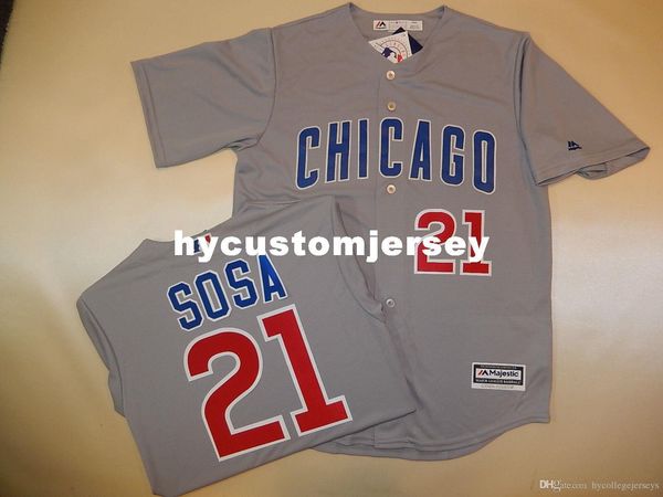

custom majestic chicago #21 sammy sosa cool base sewn baseball jersey new gray mens stitched jerseys big and tall size xs-6xl for sale, Black;blue