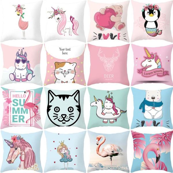 

unicorn pillow case cushion covers christmas thanksgiving halloween 18 x 18 inches flamingo kitty two sides cute pillow cover tpr020