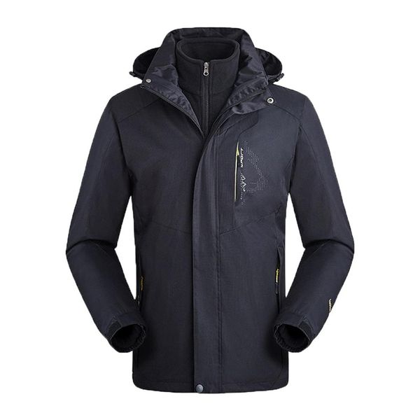

plus size fashion men's outdoor detachable hat removable two-piece flannel jackets coat chaquetas hombre impermeable t#, Blue;black