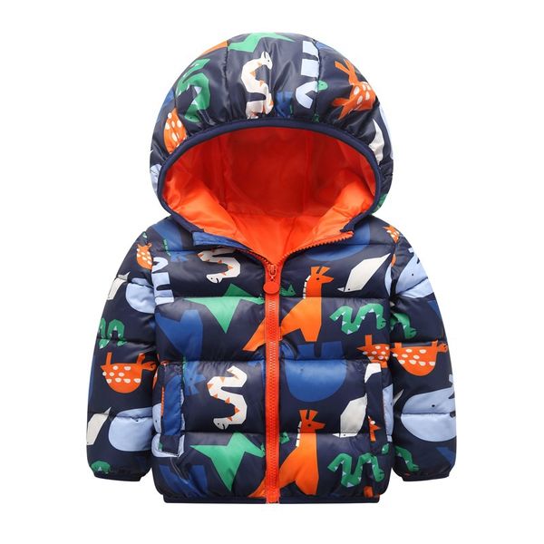 

2020 new baby children girl boy hooded down jackets casual cartoon pattern windproof and warm lightweight down coat, Blue;gray