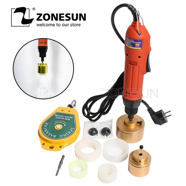 

zonesun 28-32mm plastic bottle capper portable automatic electric capping machine cap screwing machine electric sealing