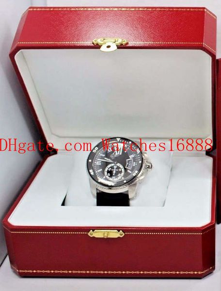 

calibre de diver w7100056 42mm automatic machinery men's watch black dial and rubber band men's sport wrist watches with box, Slivery;brown