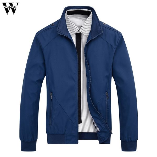 

womail coat 1pc men's autumn winter casual fashion pure color jacket zipper outwear coat autumn winter jacket 2019ag07, Black;brown