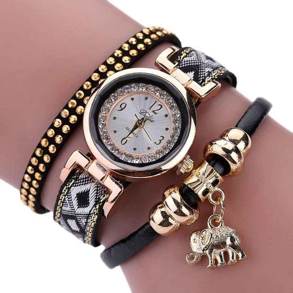 

8 2017newly designed feather weave wrap around bracelet watch crystal synthetic fashion chain watch levert dropship328, Slivery;brown