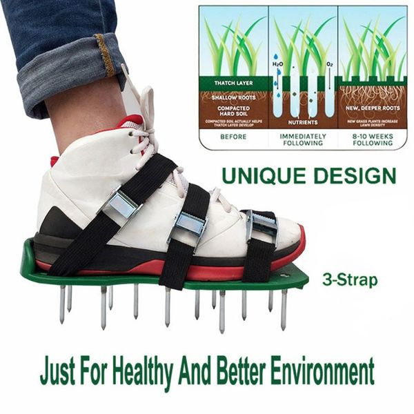 

1 pair lawn aerator shoes sandals grass spikes nail cultivator yard garden tool