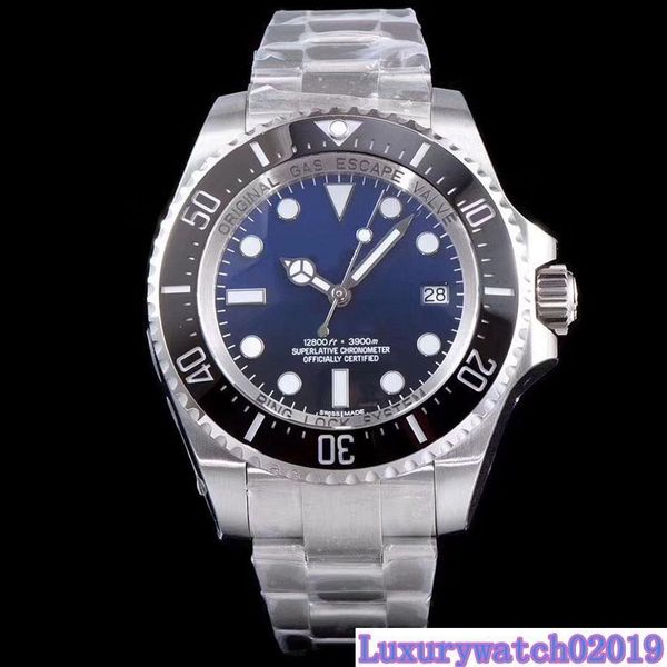 

stainless steel mens watch 44mm blue dial automatic mechanical rotatable black ceramic bezel sapphire crystal outdoor men watches, Slivery;brown