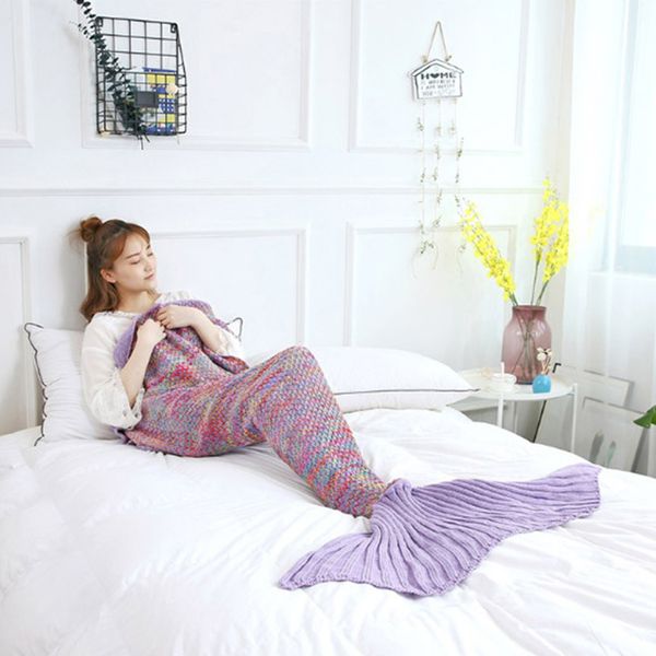

mermaid tail unicorn blanket handmade knitted sleeping wrap tv sofa mermaid tail blanket baby crocheted