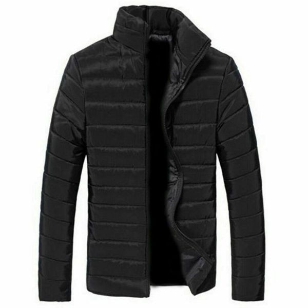 

men winter solid color hooded thick padded jacket slim outwear coat warm lot, Black