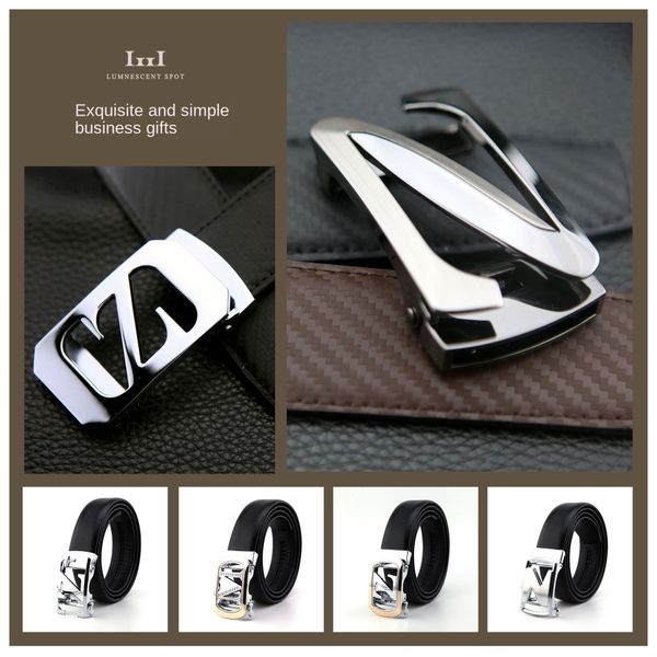 

genuine leather letter men's business alloy automatic buckle genuine leather letter men's belt business alloy automatic buckle bel, Black;brown