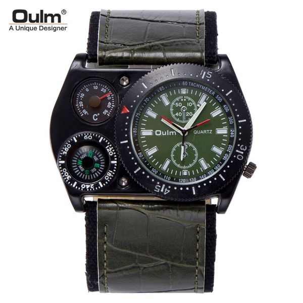 

oulm luxury men's watch compass thermometer watch quartz watch explosion ing, Slivery;brown
