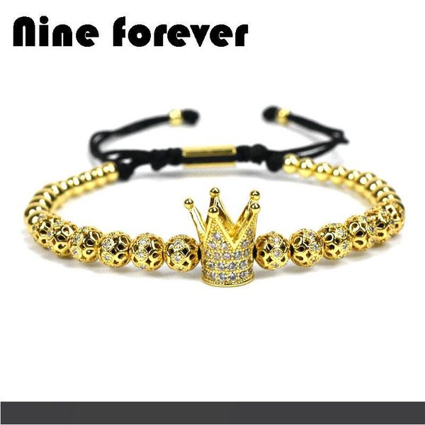 

девять навсегда подвески корона браслет мужчины ювелирные изделия бусины браслеты для женщин pulseira masculina bileklik pulseira feminina p, Golden;silver