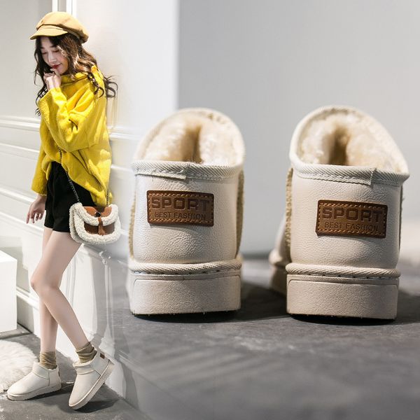 

women boots waterproof winter warm fur ankle boots couple house thick soled warm cotton shoes woman botas mujer zapatos, Black