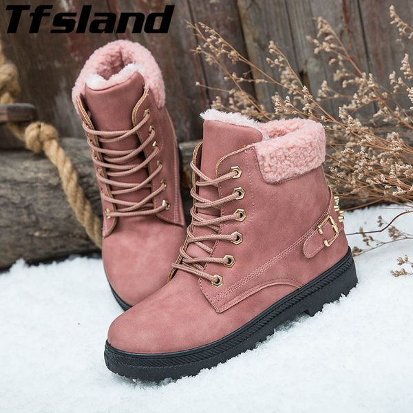 

female snow boots 2018 suede sneakers women winter walking shoes women warm fur plush insole ankle boots lace-up ladies shoes
