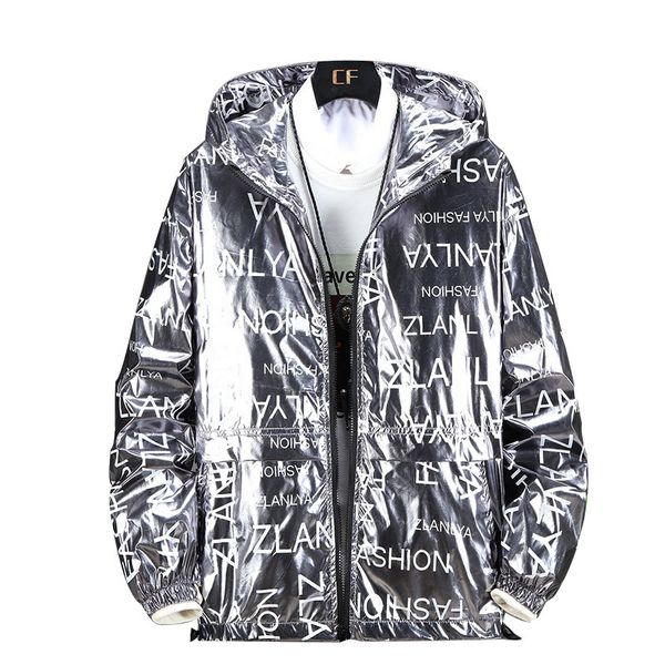 

brand men's jacket hip-hop shiny jacket designer men's autumn spring jackets fashion streetwear slim hooded jacket 3 colors plus s, Black;brown