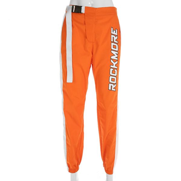 

rockmore womens hip hop pants orange black letter printed cargo pants for femme hi street jogger pants sweatpants, Black;white