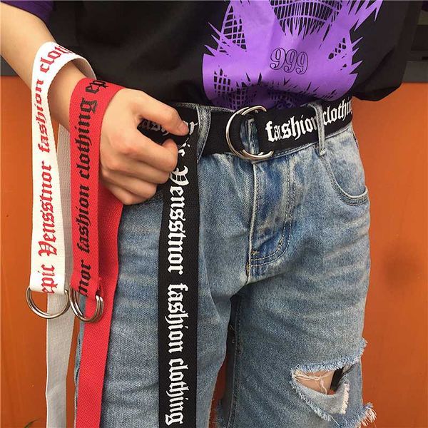 

2018 new harajuku gothic letters printed canvas woman belt bf street fashion for jeans belts casual d buckle toyoosky, Black;brown
