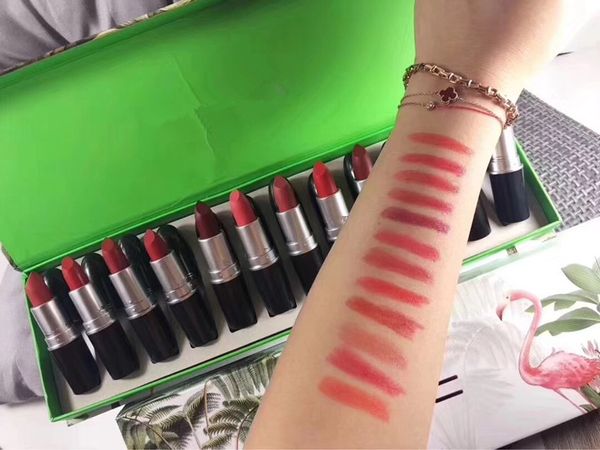 

High Quality Brand Makeup M &AC 12pcs Matte Lipstick rouge a levre Set Lip Gloss Christmas Lipgloss Kit Free Shipping