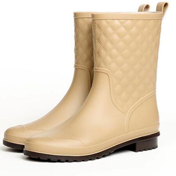 

women rubber shoes fashion plaid pvc slip waterproof casual rain boots thick warm winter outing rain boots boot sy988, Black