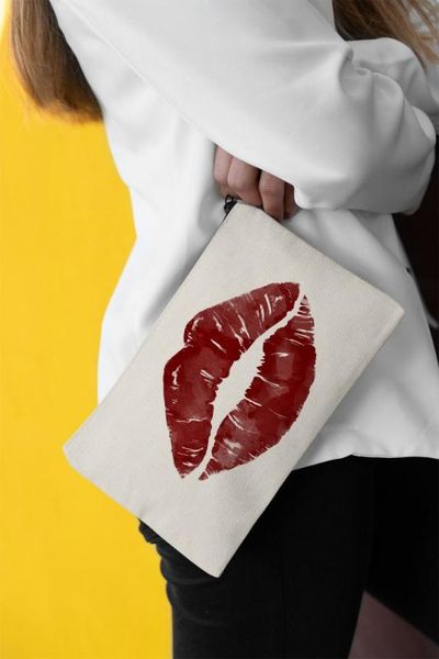 

angemiel clutch red women kiss portfolio hand makeup bag, Silver