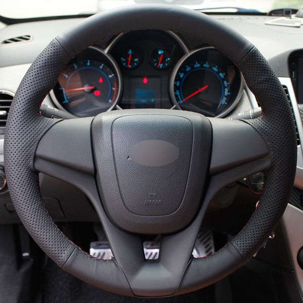 

black synthetic leather car steering wheel cover for chevrolet cruze 2009-2014 aveo 2011-2014 holden cruze 2010