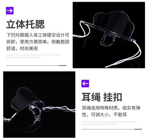 

protetor facial transparente transparent plastic mask wholesale anti fog kitchen sanitary half masks protetor facial lipper uroyj
