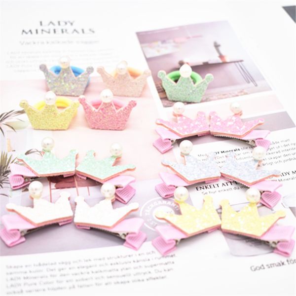 

6/ pcs children cute hair accessories set baby fabric bow flower hairpins barrettes hair clips girls headdress gift, Slivery;white