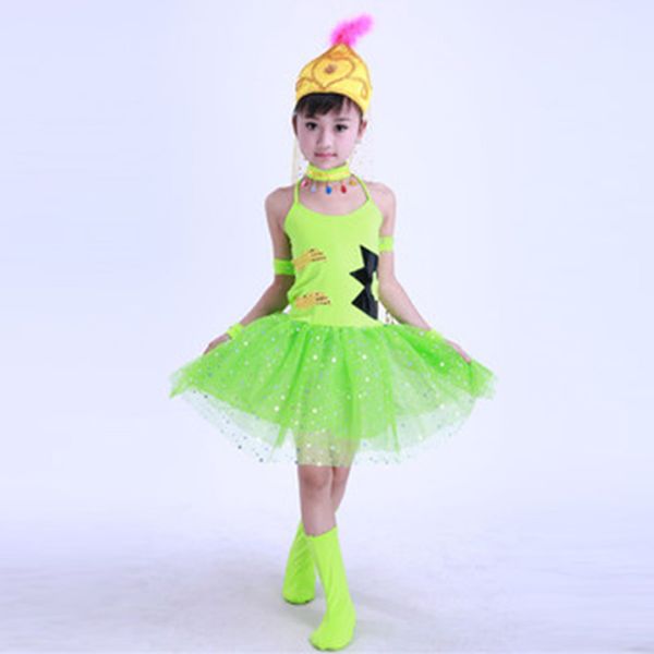 

children's xiaohe elegant performance clothes dancing performance clothes happy little bell drum stage dancing, Black;red