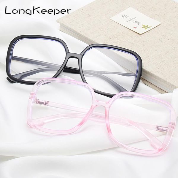 

longkeeper square oversized glasses frame women anti-blue light classic eyeglasses frame men optical computer glasses frames, Black