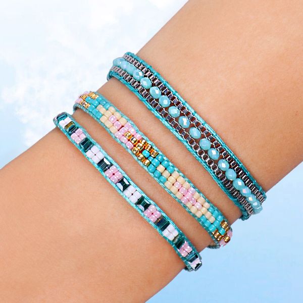 

fehame bohemia style thin beads bracelet colors friendship boho beads bracelets&bangles charm couple beach jewelry, Black