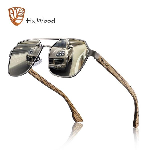 

hu wood sunglasses men polarized red lens handmade fashion brand cool uv400 driving with case oculos gr8039 mbuel