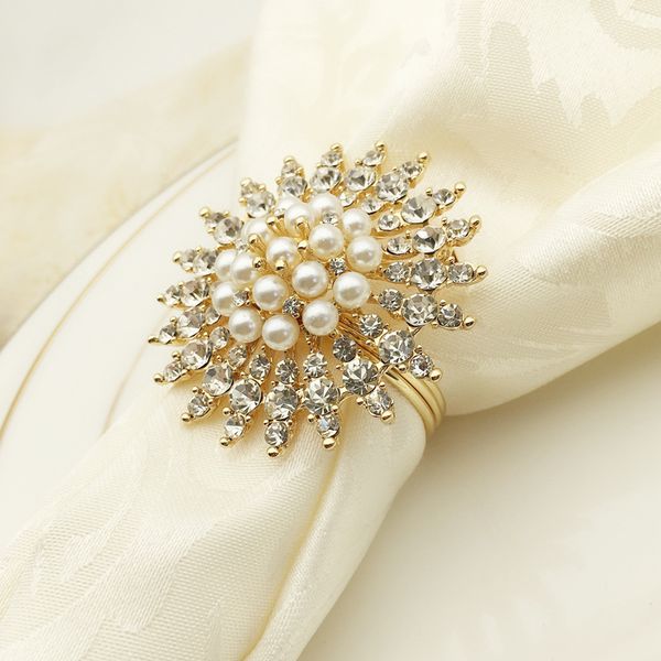 

2 цвет большой подсолнечника pearl алмазная сплав craft napking rings отель свадьба день рождения baby shower party стол стол салфетка держа
