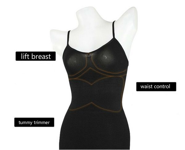 

shaper bra lift women corset slimming waist trimmer tank seamless sleeveless dress underwear shaper, Black;white