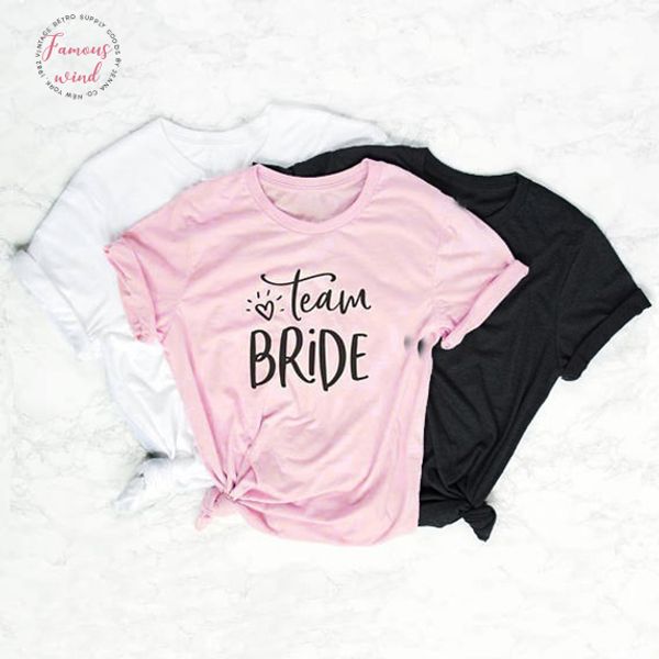 

team bride couple t shirt rosa feminina bride squad clothing pretty women fashion tees cotton graphic slogan, White