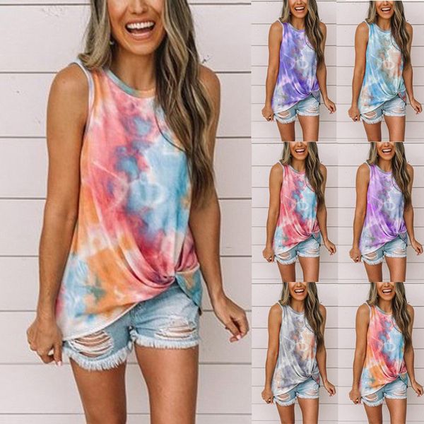 

size twist summer shirt tank tees 2020 t casual t-shirts sleeveless long plus korean style front women dye tie jretb, Black