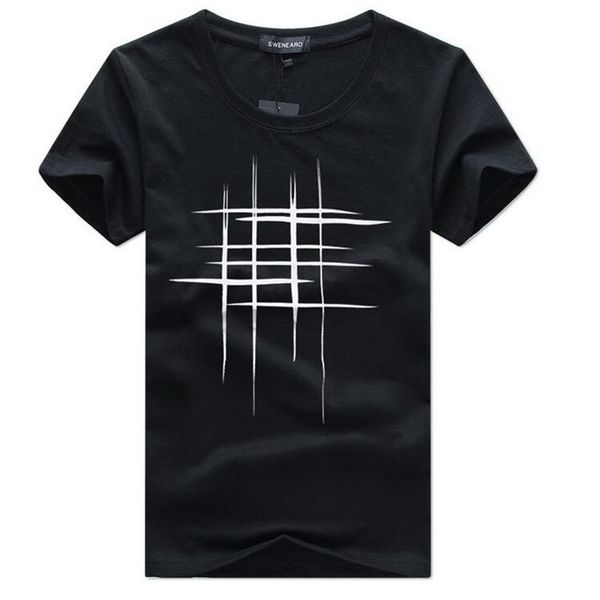 

swenearo men's t-shirt summer short sleeve t shirt men tshirt simple creative design line cross print cotton men brand t-shirts, White;black